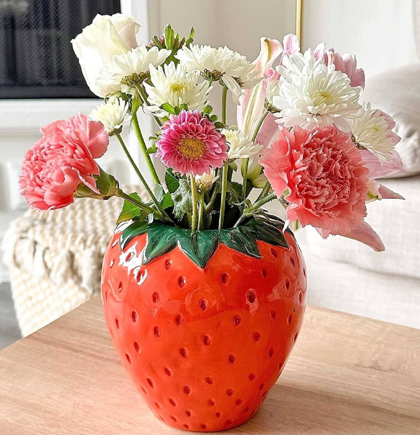 Ceramic Strawberry Fruit Shaped Vase