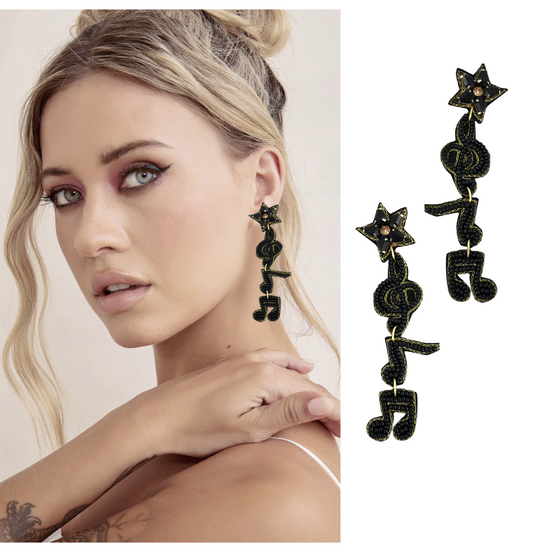 Music Notes Seed Beaded Earrings