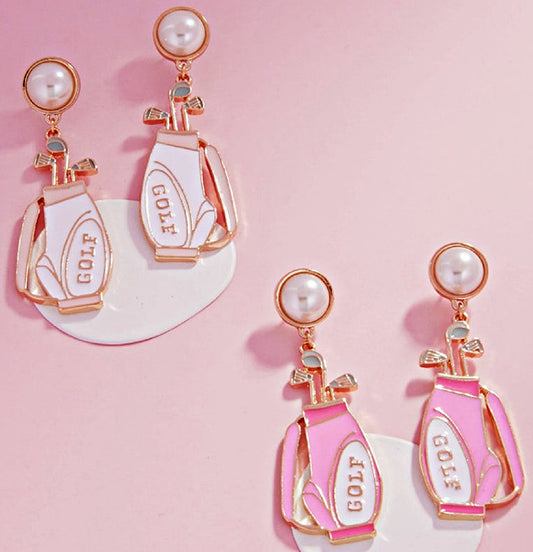Enamel Golf Clubs Bag Earrings