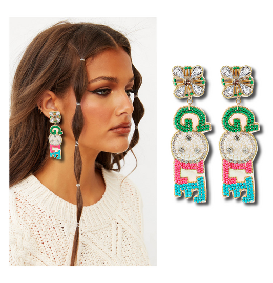 Colorful GOLF Players Statement Earrings