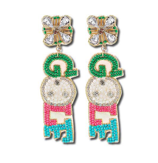 Colorful GOLF Players Statement Earrings