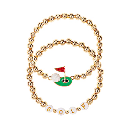 GOLF Cart Ball Stretch Beaded Bracelet SET
