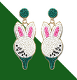 Beaded Bunny Rabbit Golf Ball & Tee Earrings