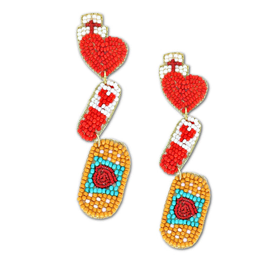 NURSE Healer RN LPN DR Beaded Earrings