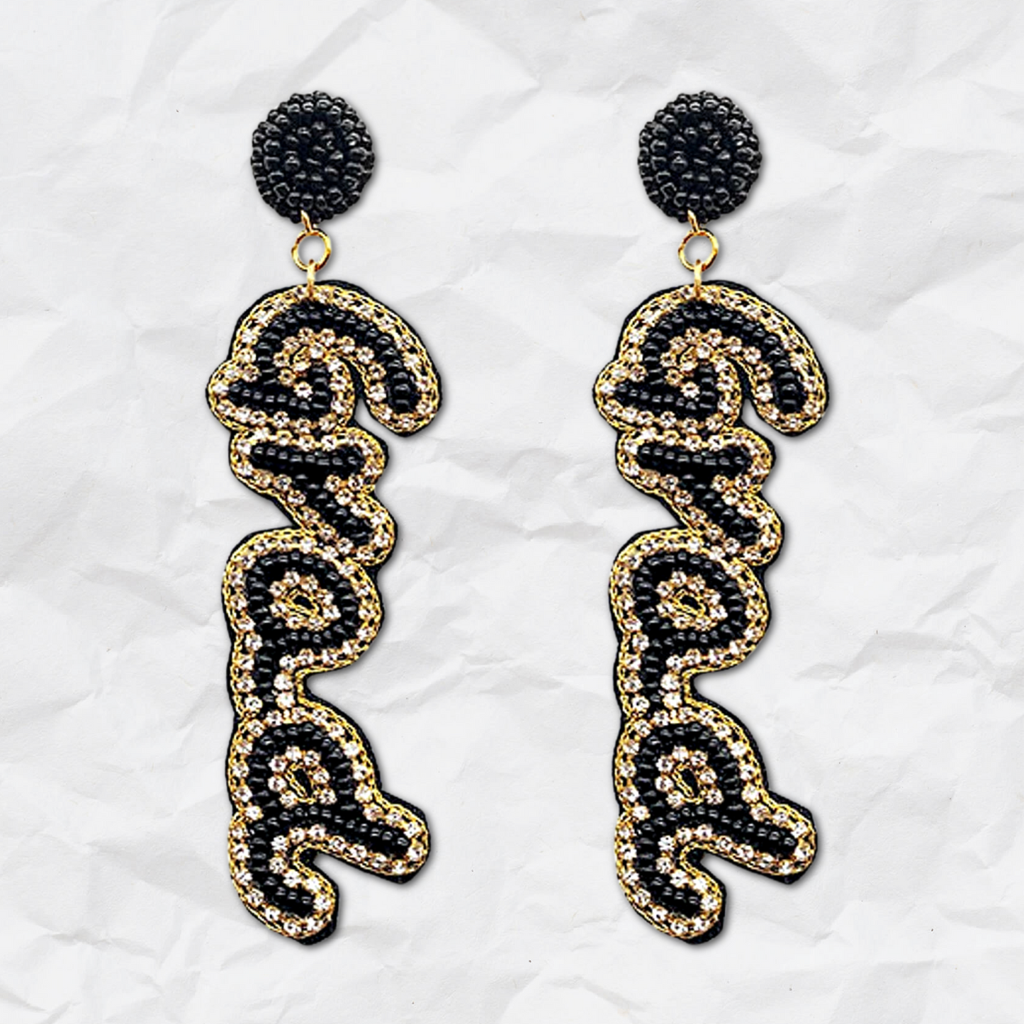 Graduation Day GRAD Word Rhinestone Beaded Earrings