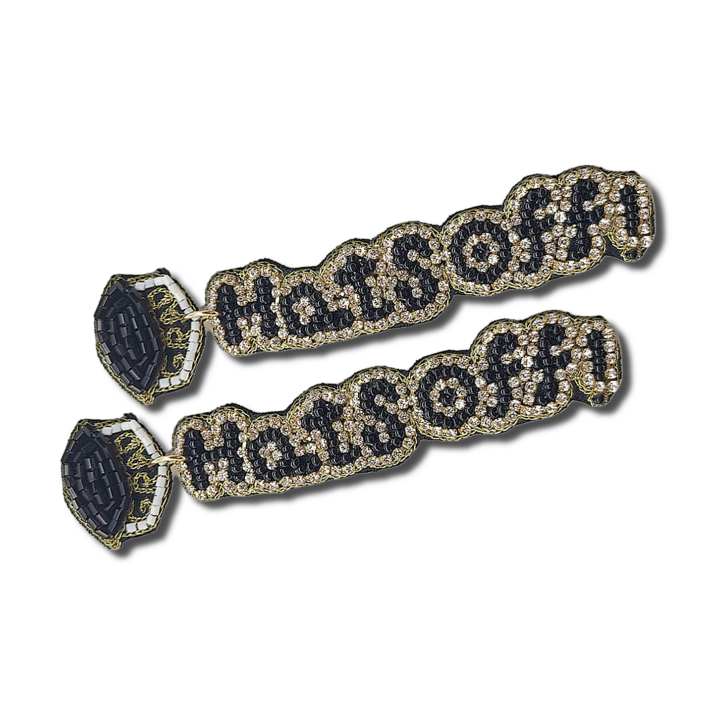 Graduation HATS OFF Rhinestone Beaded Earrings