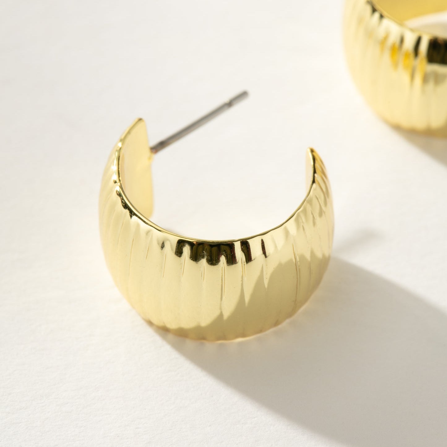 Allie 14K Gold Dipped Classic Ribbed Hoop Earrings