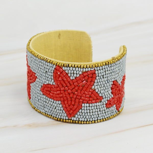 STAR Beaded Football College Pro Fan Sports Team Colors Cuff Bracelet
