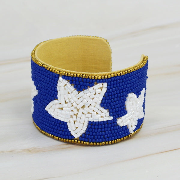 STAR Beaded Football College Pro Fan Sports Team Colors Cuff Bracelet