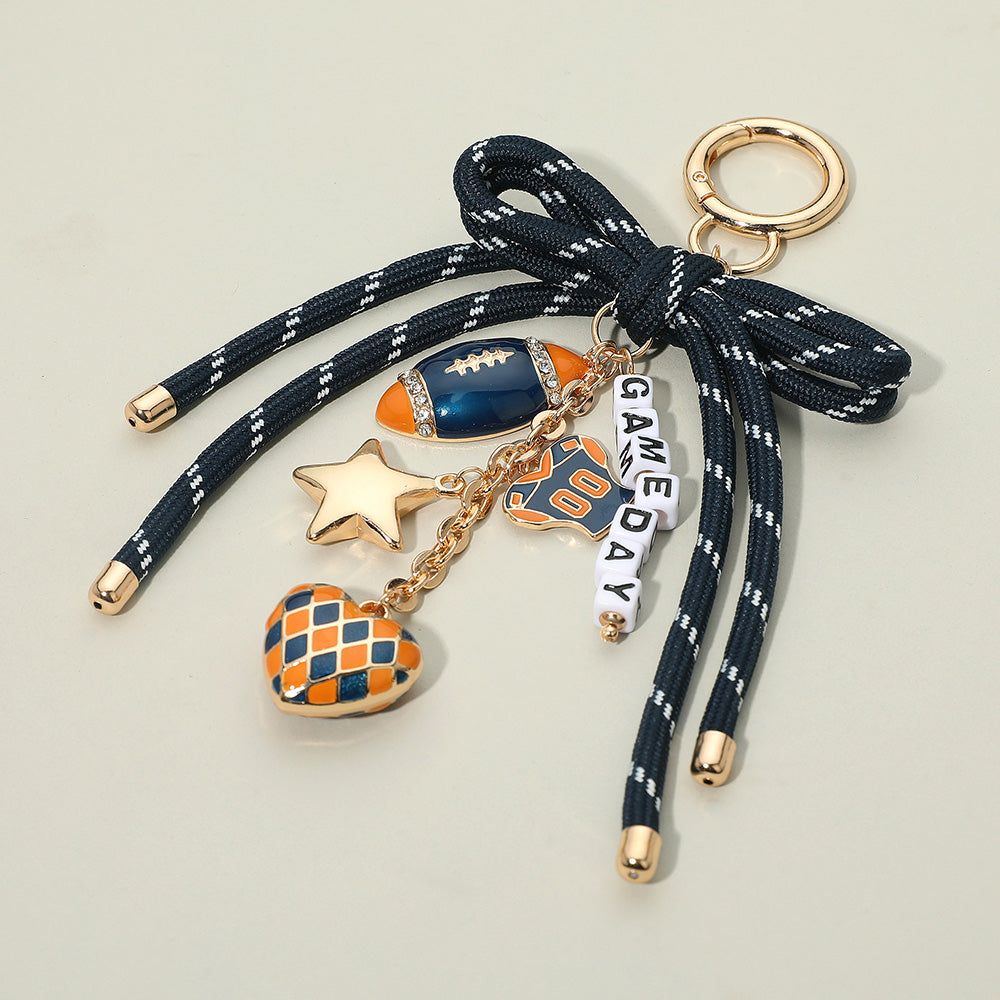 GAMEDAY Blue Orange Football Bag Charm Keychain