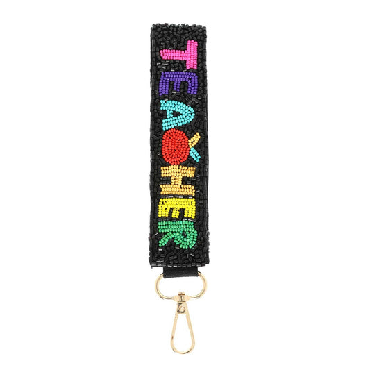 TEACHER Bead Embellished Keychain