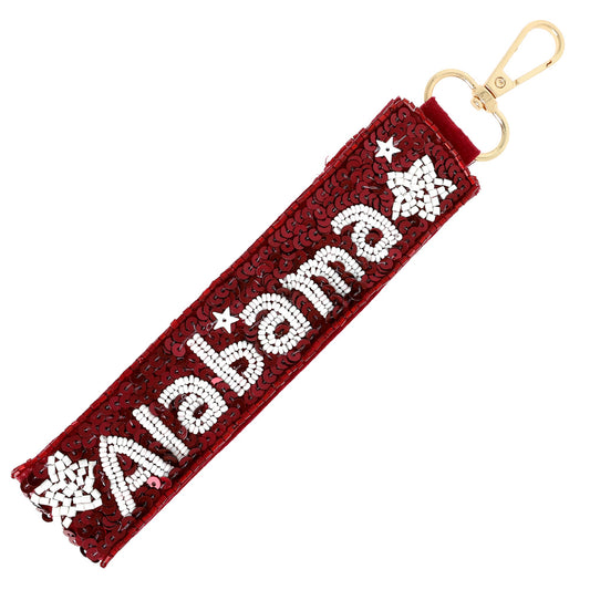 ALABAMA Football Seed Beaded Lanyard Keychain