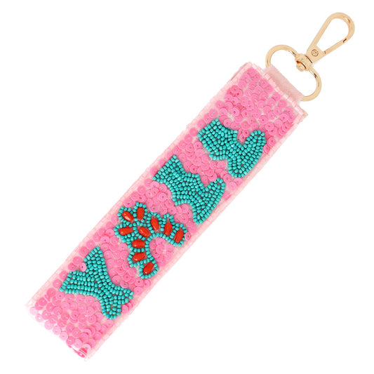 Y'ALL Western Seed Beaded Lanyard Keychain