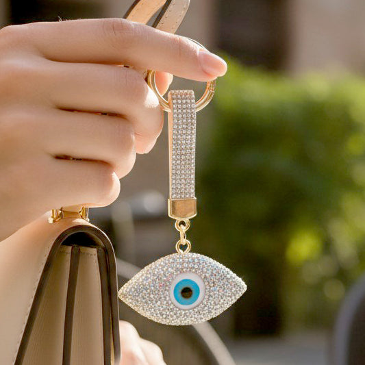 Evil Eye Rhinestone Keychain Bag Charm
