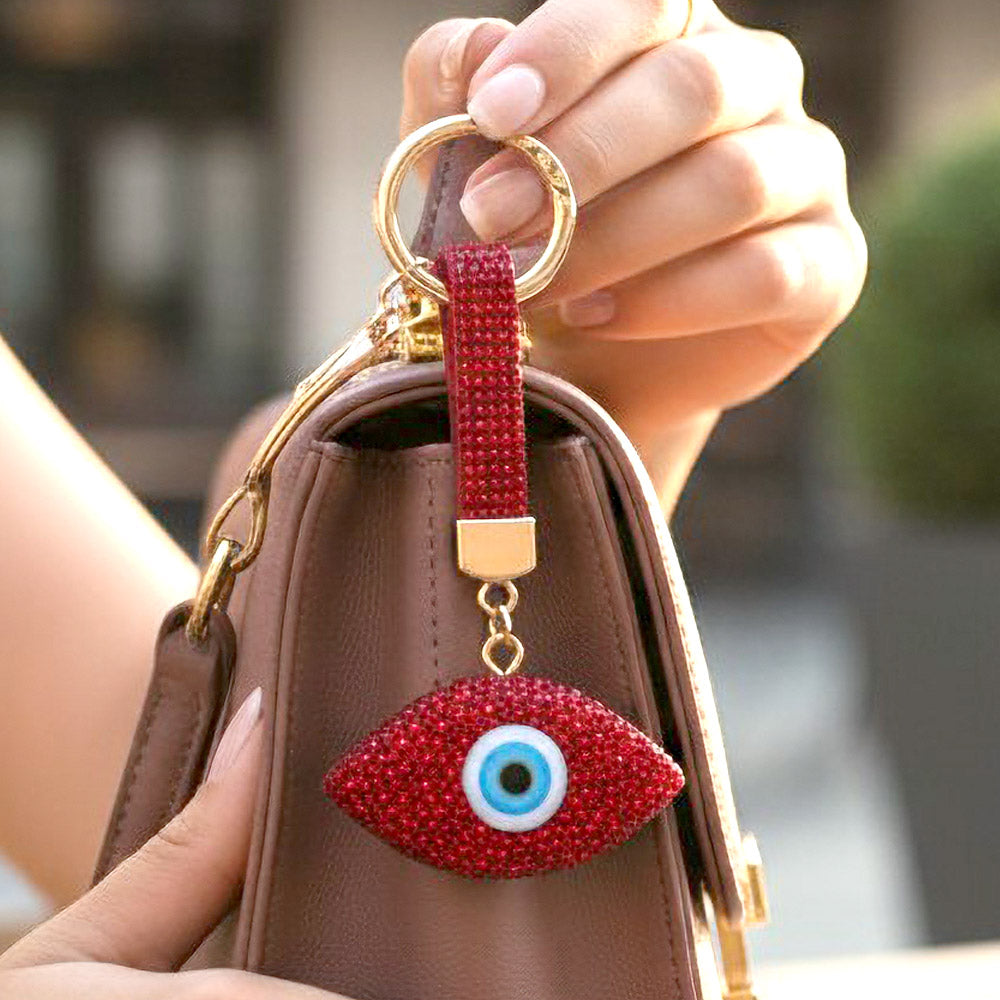 Evil Eye Rhinestone Keychain Bag Charm