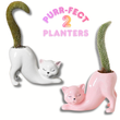 Set of 2 Grow A Tail Cat Theme Planters