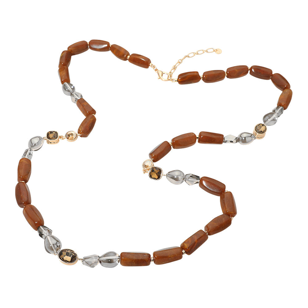 Kate Crystal Pebble Beaded Long Necklace