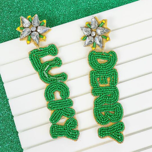 Kentucky Derby Lucky Race Seed Beaded Earrings