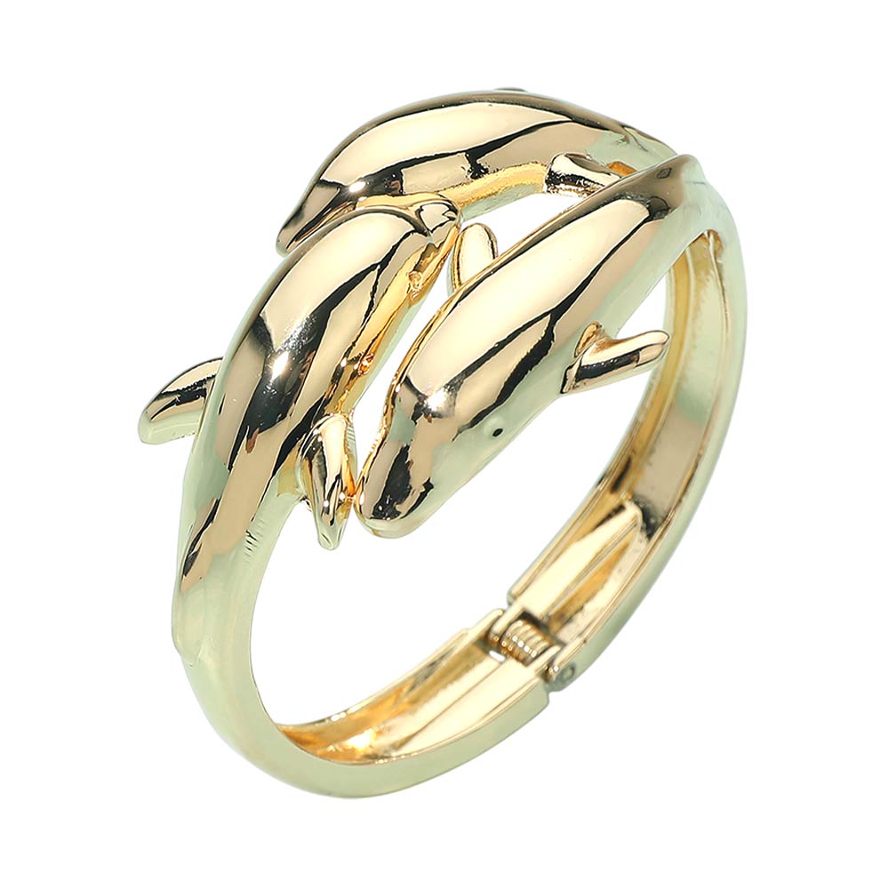 Three Dolphin Dive Bangle Bracelet