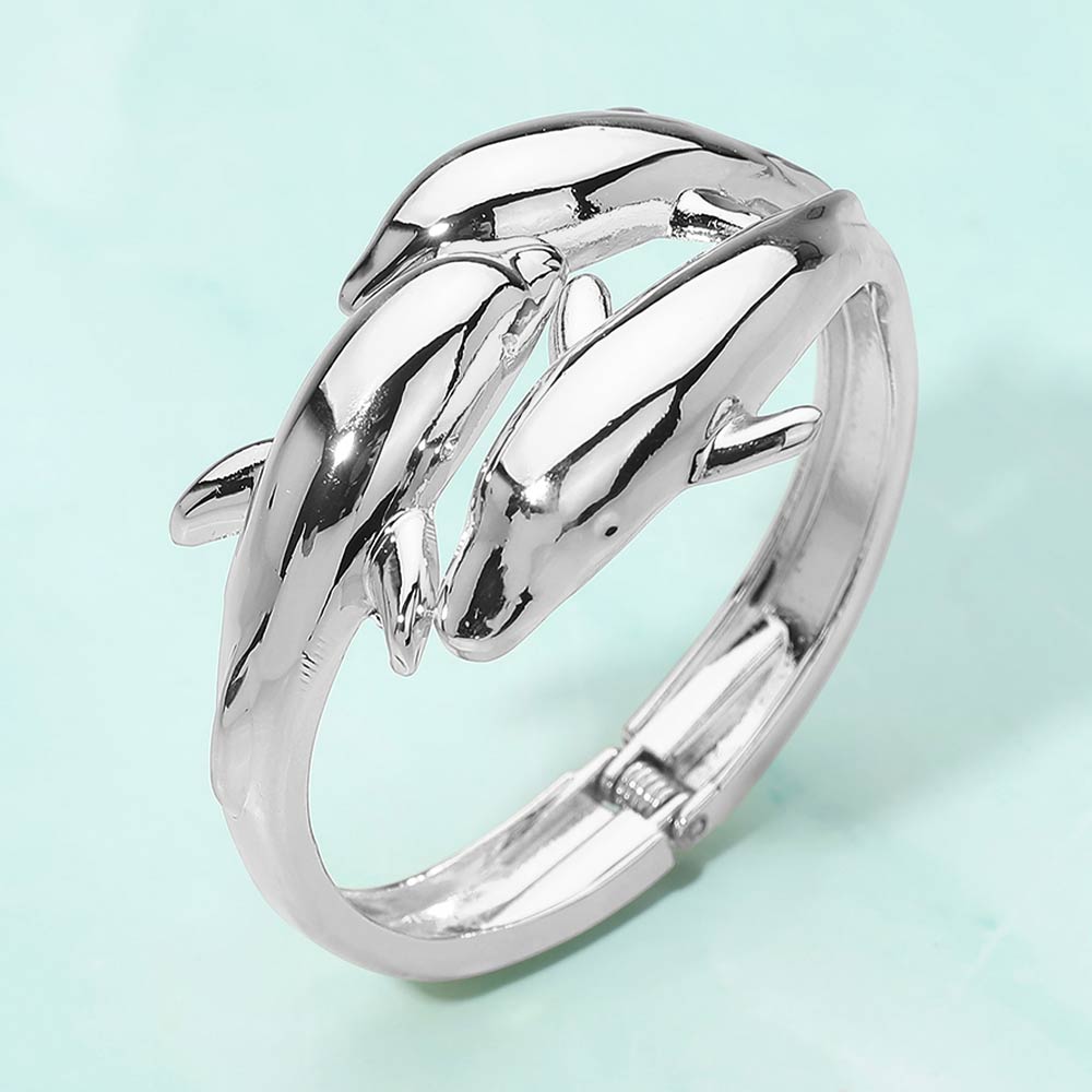 Three Dolphin Dive Bangle Bracelet
