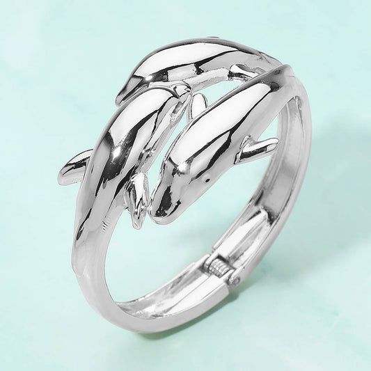 Three Dolphin Dive Bangle Bracelet