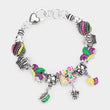 Mardi Gras Multi Bead Charm Bracelet