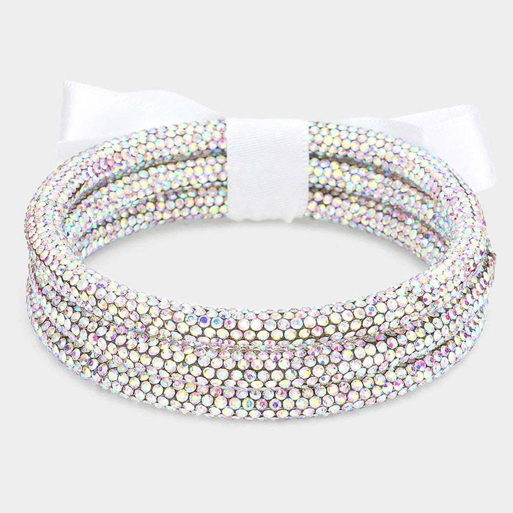 3PC Set Silver Sparkle Bangle Bracelets