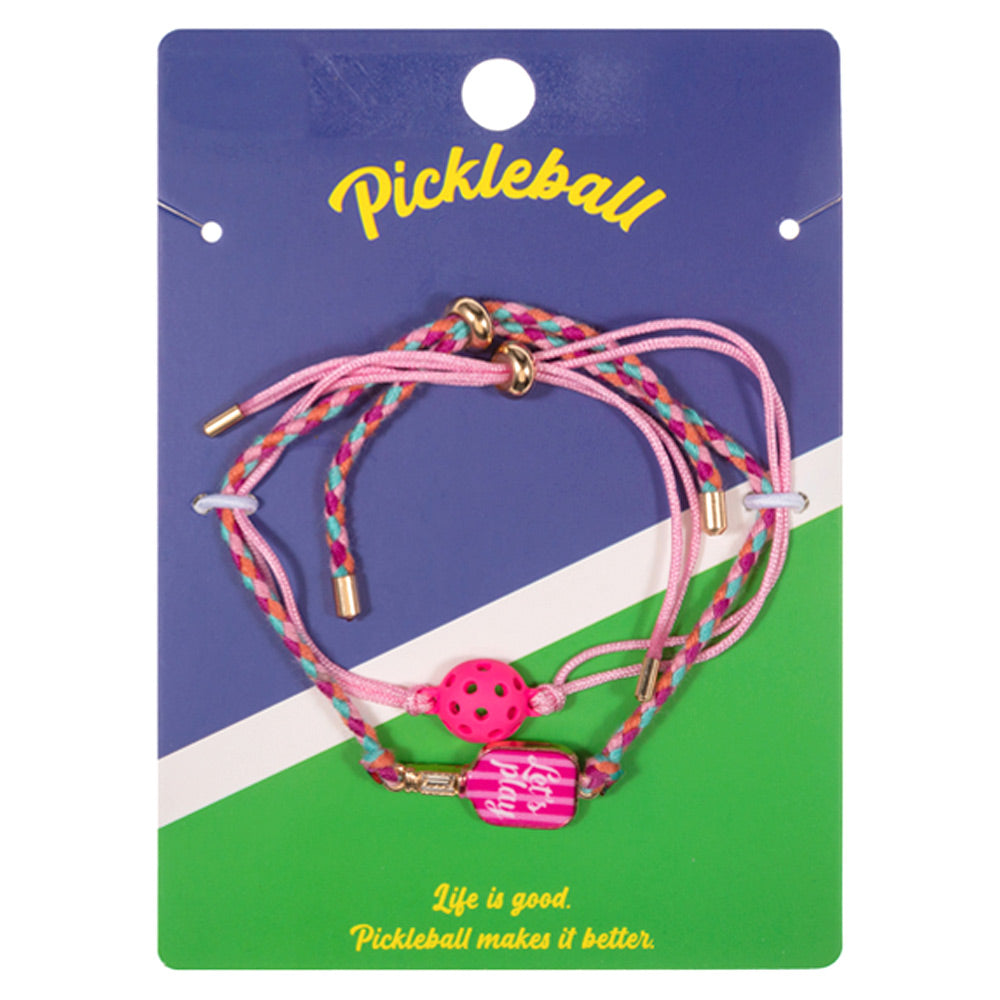 Pickleball 2PC Pull-To-Fit String Bracelets