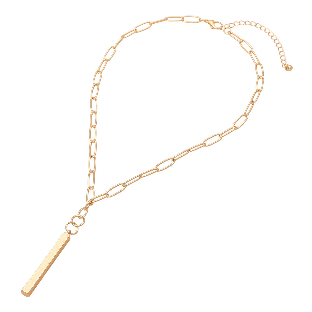 Minimal In Matte Bar Pendant Necklace