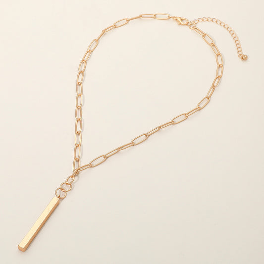 Minimal In Matte Bar Pendant Necklace