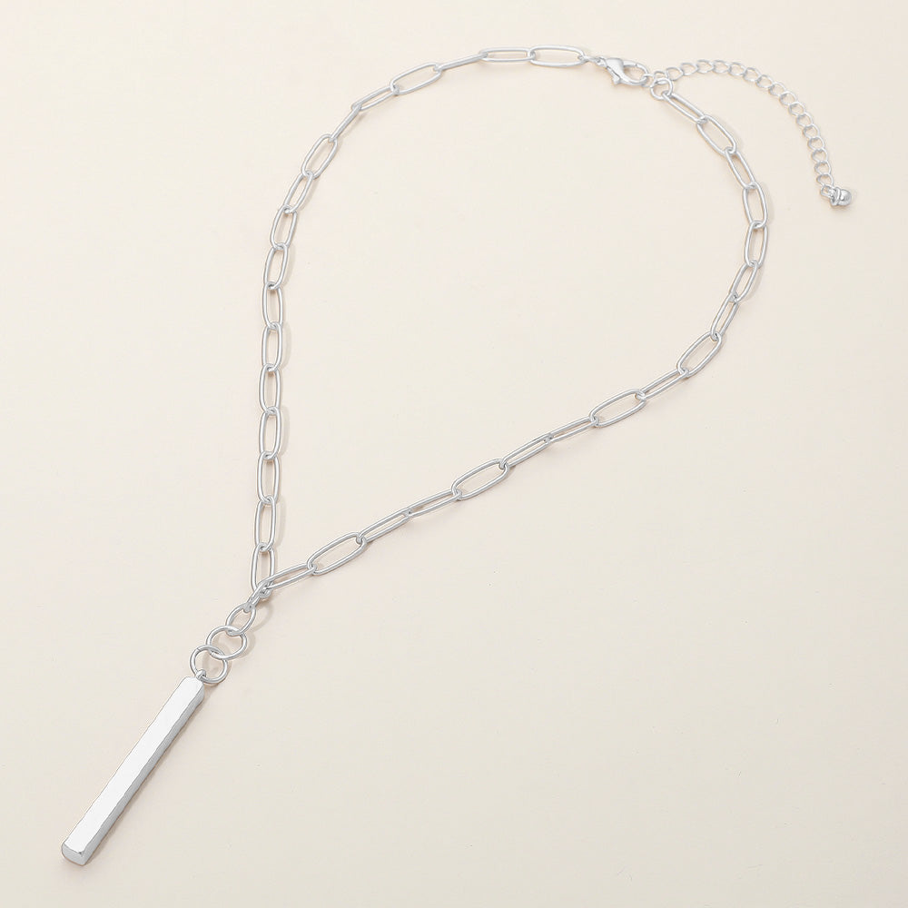 Minimal In Matte Bar Pendant Necklace