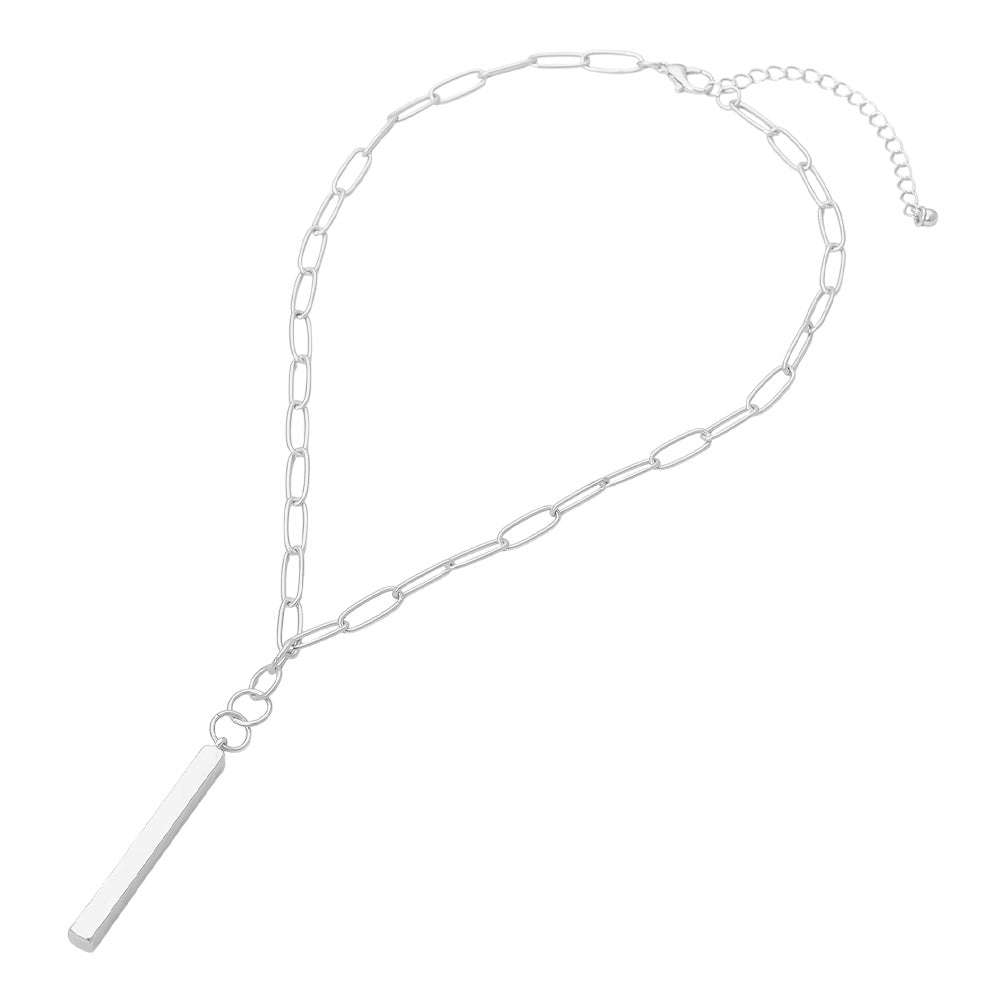 Minimal In Matte Bar Pendant Necklace