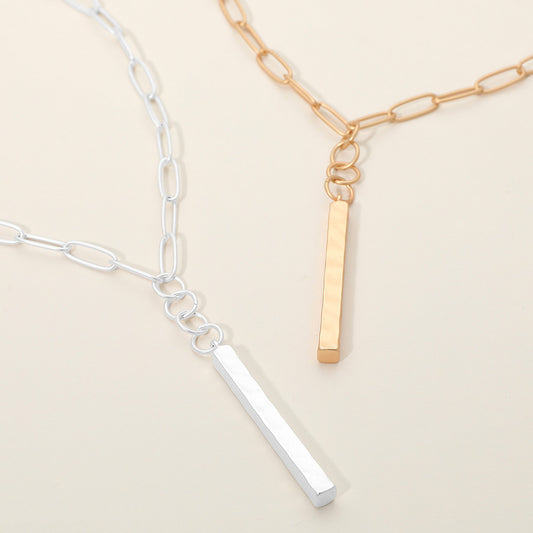 Minimal In Matte Bar Pendant Necklace