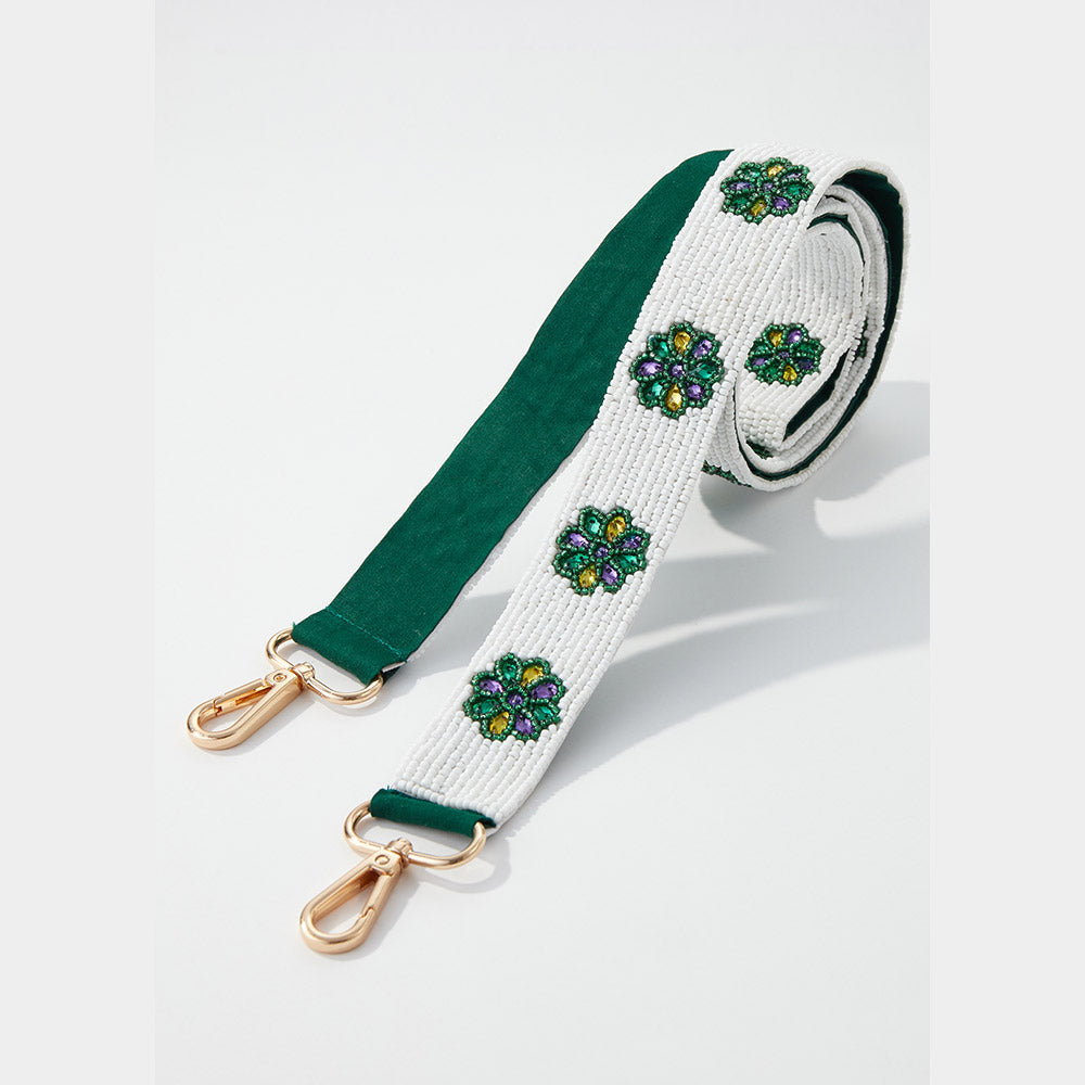 Mardi Gras King Cake Beaded Rhinestone Crossbody Strap