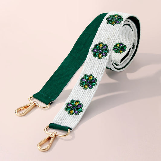 Mardi Gras King Cake Beaded Rhinestone Crossbody Strap