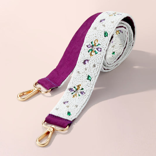 Mardi Gras Beaded Rhinestone Crossbody Strap