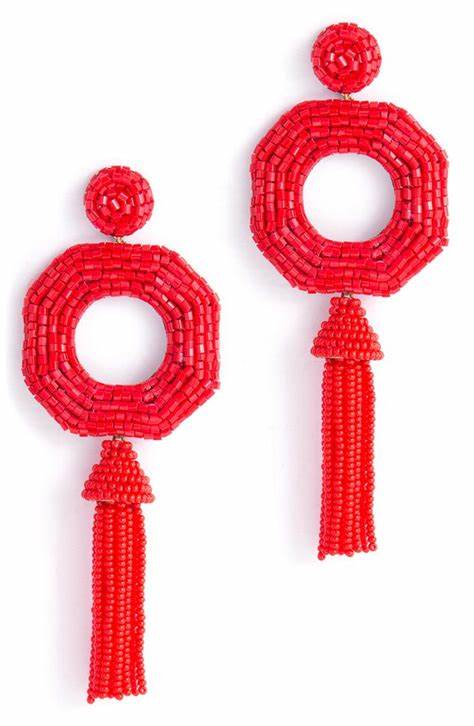 Deepa Gurnani Isha Seed Beaded Boho Tassel Earrings