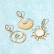3PC Sun Waves Shell Gold Charm Set