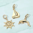 3PC Ship Wheel Dolphin Gold Charm Set