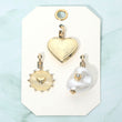 3PC Abstract Pearl Hearts Gold Charm Set