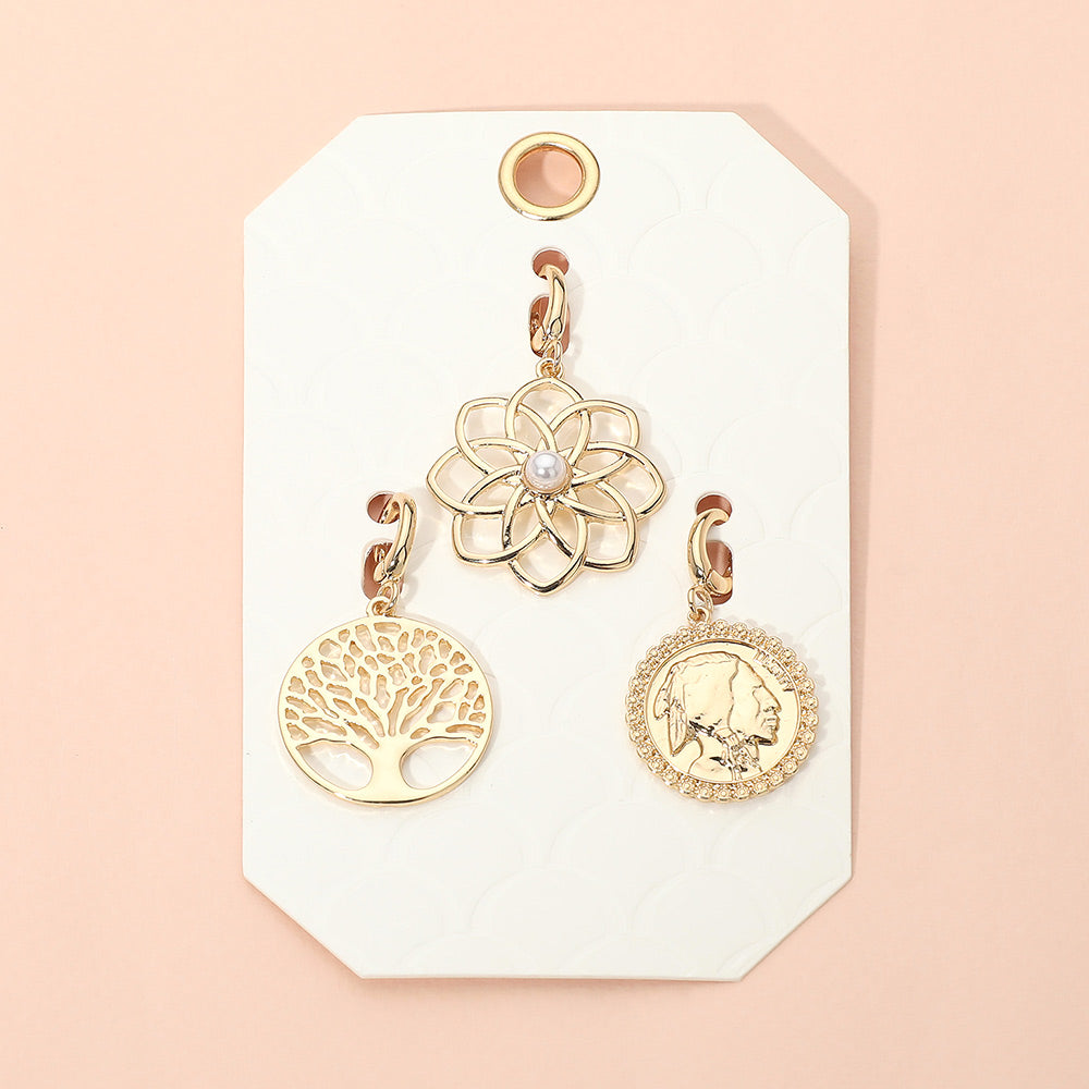 3PC Flower Tree of Life Coin Charm Set