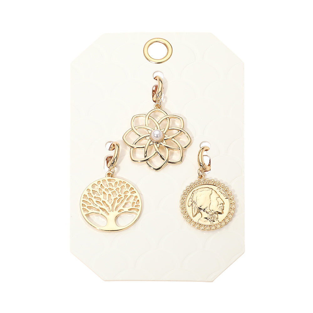 3PC Flower Tree of Life Coin Charm Set