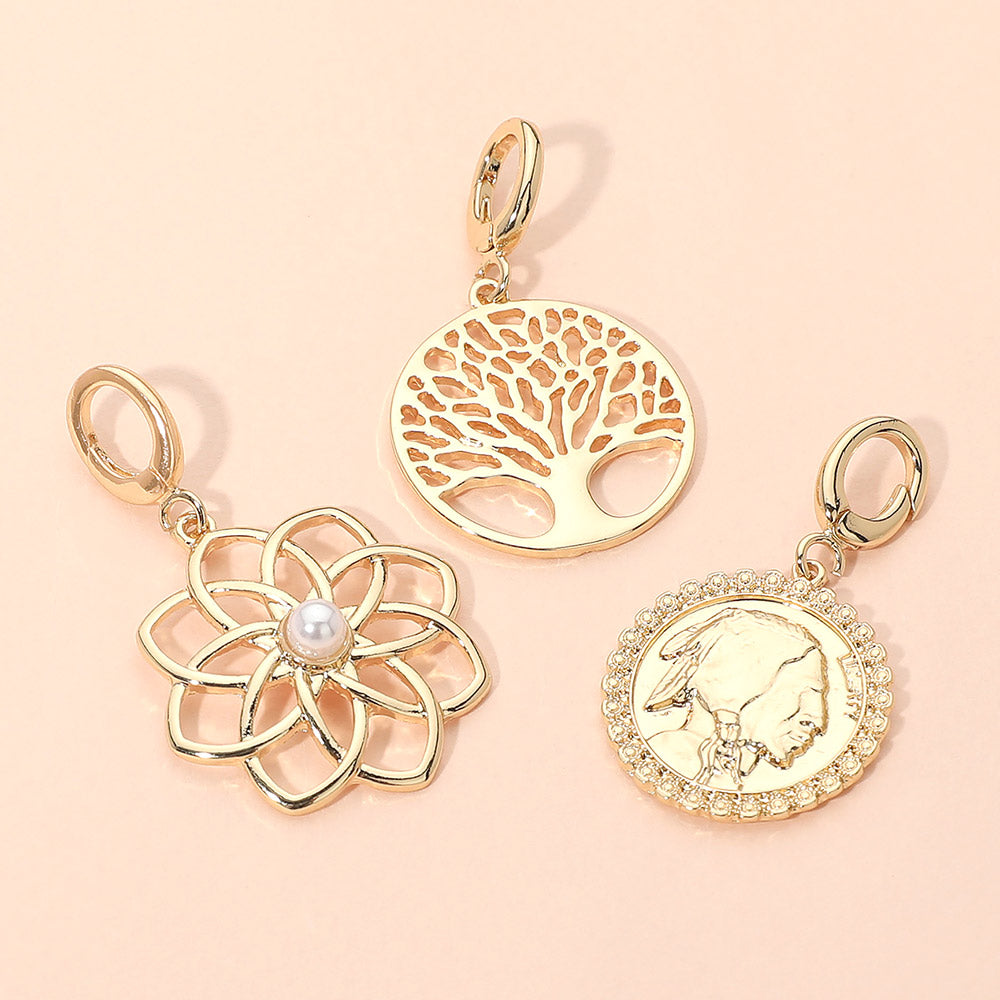 3PC Flower Tree of Life Coin Charm Set