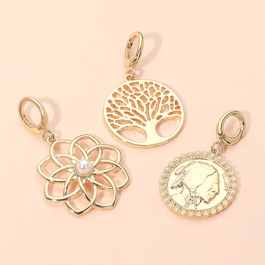 3PC Flower Tree of Life Coin Charm Set