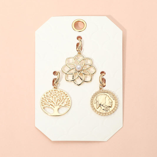 3PC Flower Tree of Life Coin Charm Set