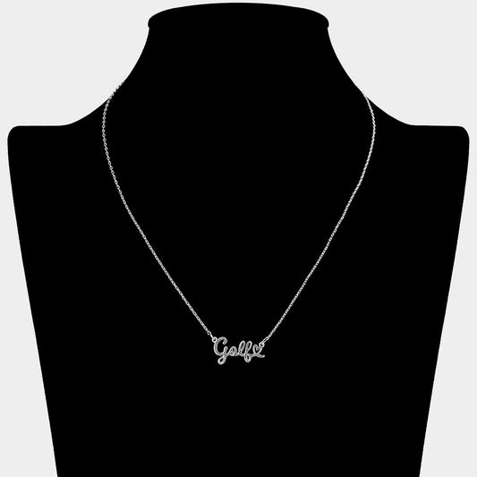 Golf Heart Script Pendant Necklace