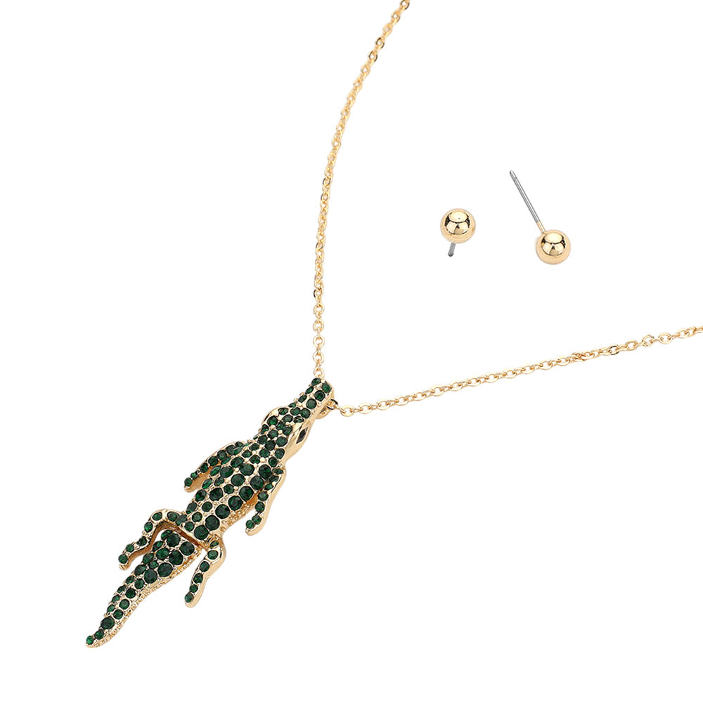 Crocodile Alligator Rhinestone Necklace