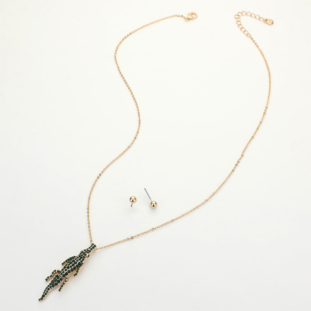 Crocodile Alligator Rhinestone Necklace