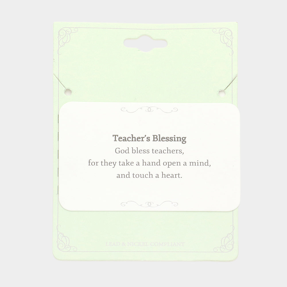 Teacher Angel Wings Apple Charm Silver Necklace
