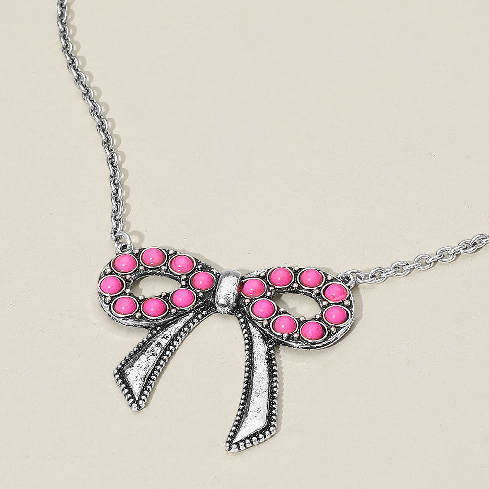Silver Frontier Bow Keepsake Necklace